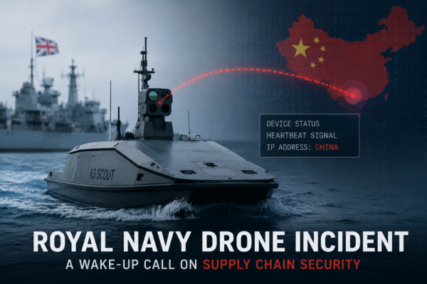 Royal Navy K3 Scout drone illustrating China-linked communications and defence supply chain security risks